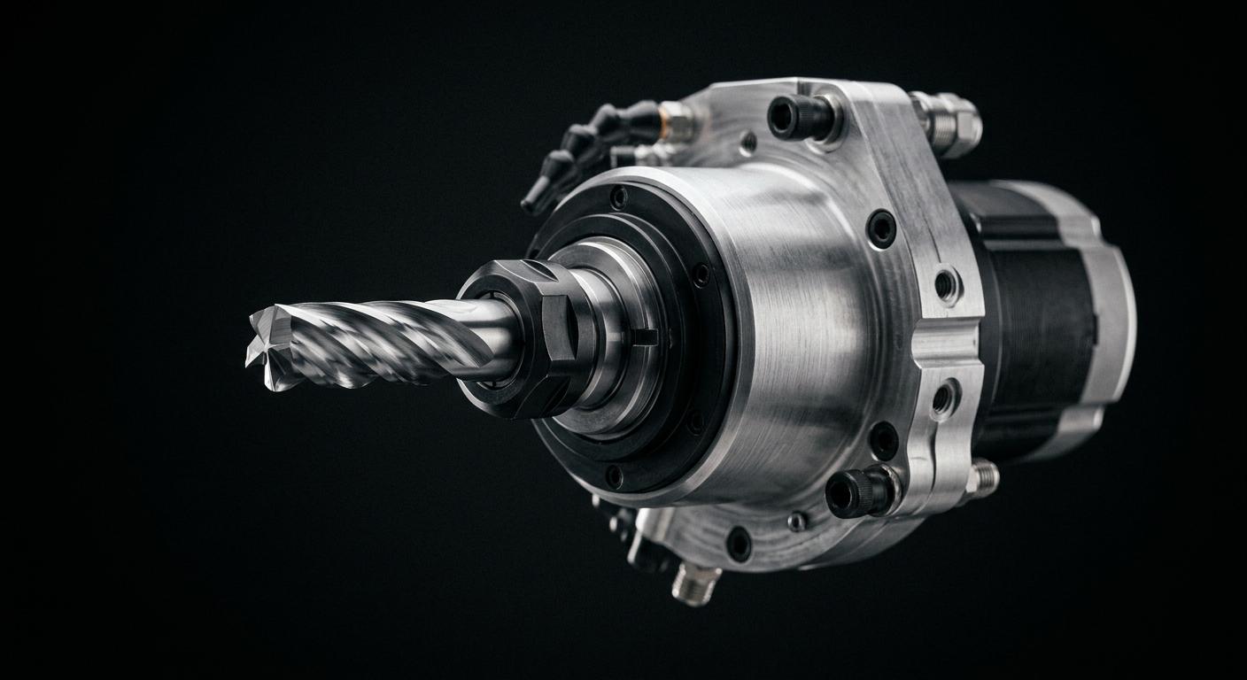 Precision CNC spindle head with polished cutting tool