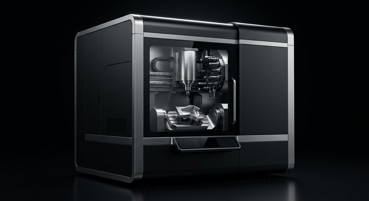 TDR X-5 five-axis CNC machining center in brushed titanium