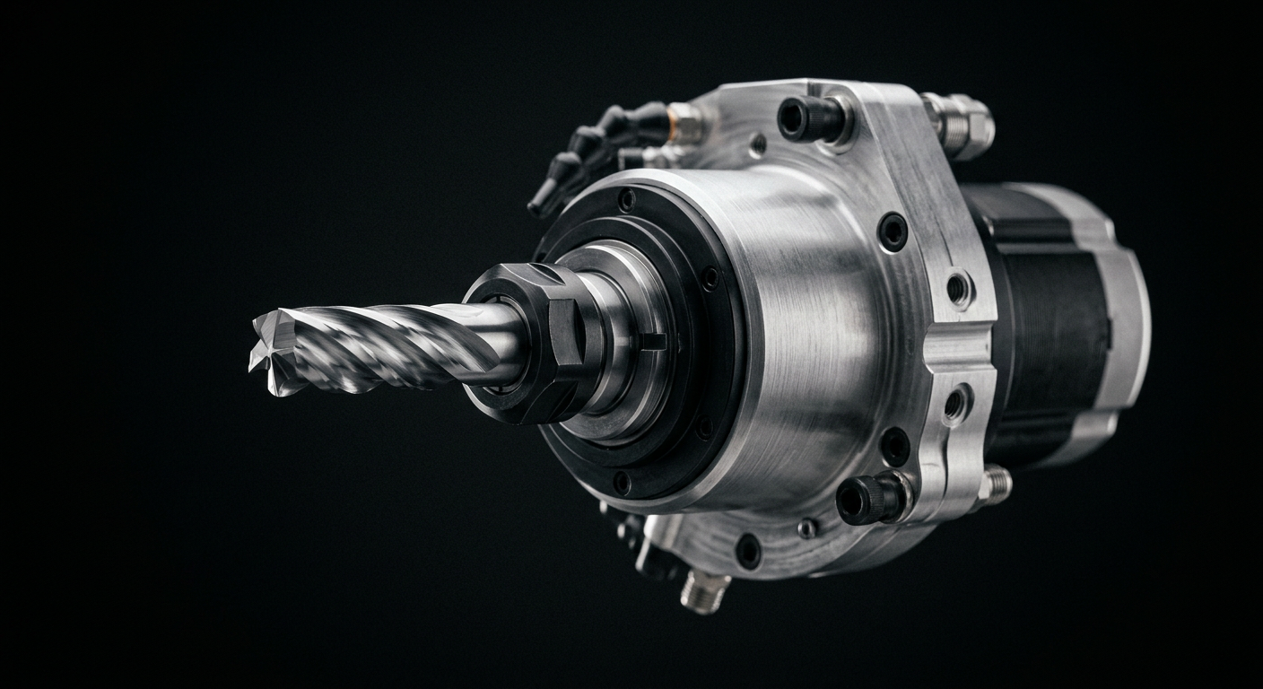 Precision CNC spindle head with polished cutting tool